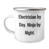 Electrician By Day, Ninja By Night, Funny Camping Mug Gifts for Electrician Dad on Father's Day from Friends - Image 1